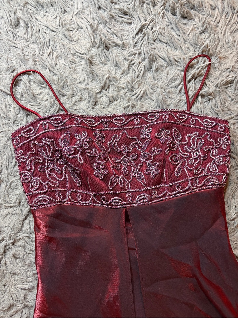 Vintage Y2K Morgan & Co. Burgundy spaghetti strap formal dress sz 3/4
